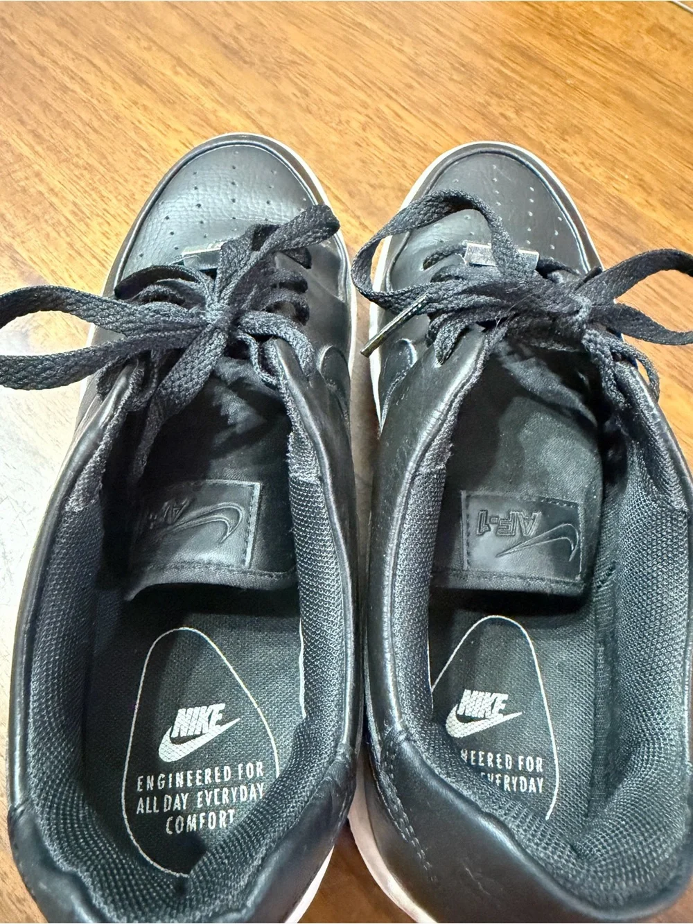 Nike Air Force 1 Platform Black Leather Sneakers